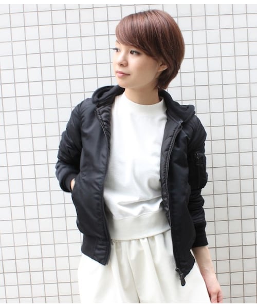 ADAM ET ROPE'（アダムエロペ）の「【入荷メール受付】ALPHA ×Adam et Rope'　MA-1（ブルゾン・レディース・ブラック/パープル系・XS/M）」の10枚目の写真