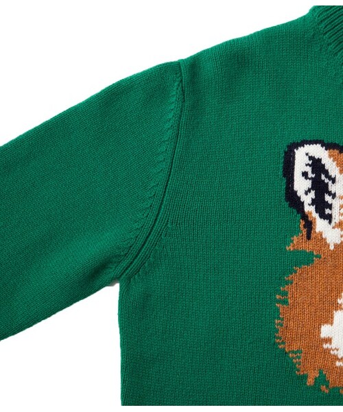 Maison Kitsune（メゾンキツネ）の「FOX HEAD PULLOVER（ニット・メンズ・グレー/グリーン・XS/S/M）」の6枚目の写真