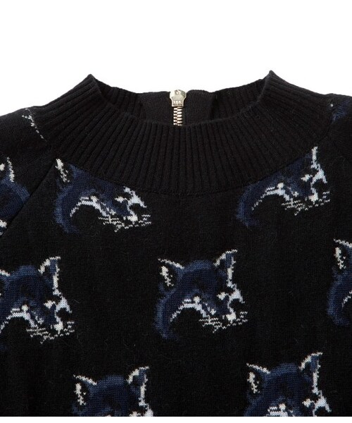Maison Kitsune（メゾンキツネ）の「【先行受注】FOX ALL OVER PULLOVER（ニット・レディース・ブラック/レッド・S）」の5枚目の写真