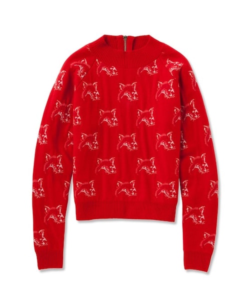 Maison Kitsune（メゾンキツネ）の「【先行受注】FOX ALL OVER PULLOVER（ニット・レディース・ブラック/レッド・S）」の2枚目の写真
