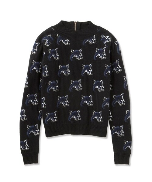 Maison Kitsune（メゾンキツネ）の「【先行受注】FOX ALL OVER PULLOVER（ニット・レディース・ブラック/レッド・S）」の3枚目の写真