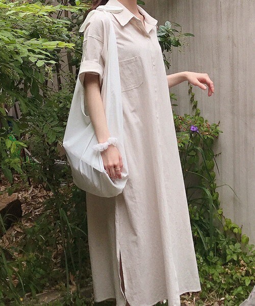 DHOLIC STYLE（ディーホリックスタイル）の「[naturalmind] ルーズフィットシャツワンピース・p244209（シャツワンピース・レディース・ピンク/ベージュ/ブルー/イエロー・ONESIZE）」の2枚目の写真