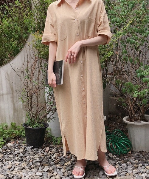 DHOLIC STYLE（ディーホリックスタイル）の「[naturalmind] ルーズフィットシャツワンピース・p244209（シャツワンピース・レディース・ピンク/ベージュ/ブルー/イエロー・ONESIZE）」の4枚目の写真