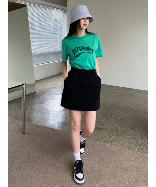 imvely（-）の「[ラブミーモア]フラグロゴ半袖Tシャツ（Tシャツ/カットソー・レディース・그레이・FREE）」の5枚目の写真