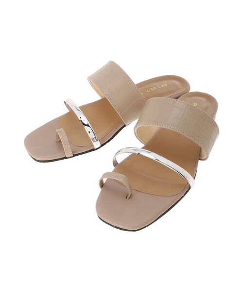 Green　Parks（グリーンパークス）の「・メタリックアクセントサンダル（シューズ・アイボリー/ブラック/グレーベージュ/パイソン・M/L）」の9枚目の写真