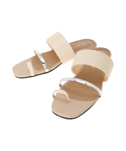 Green　Parks（グリーンパークス）の「・メタリックアクセントサンダル（シューズ・アイボリー/ブラック/グレーベージュ/パイソン・M/L）」の7枚目の写真