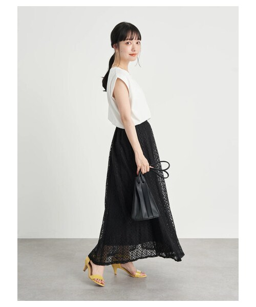 earth music&ecology（アースミュージックアンドエコロジー）の「選べるレーススカート(サークル)（スカート・アイボリー/チャコールグレー/ブラック/ミント/ピンクベージュ/エクリュ・F）」の22枚目の写真