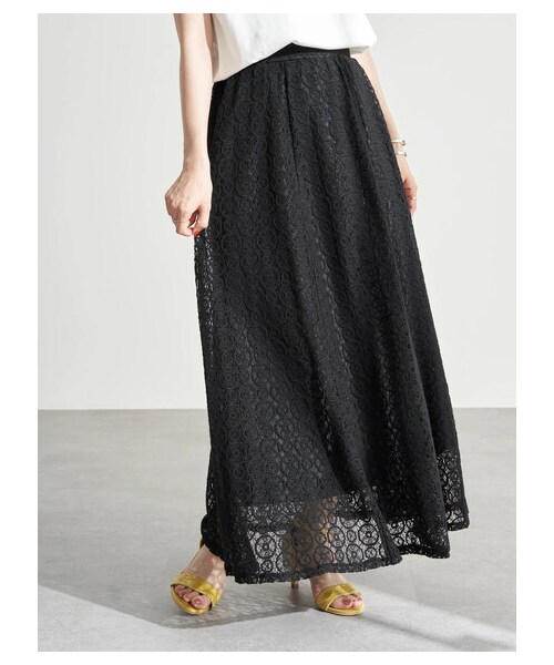 earth music&ecology（アースミュージックアンドエコロジー）の「選べるレーススカート(サークル)（スカート・アイボリー/チャコールグレー/ブラック/ミント/ピンクベージュ/エクリュ・F）」の20枚目の写真