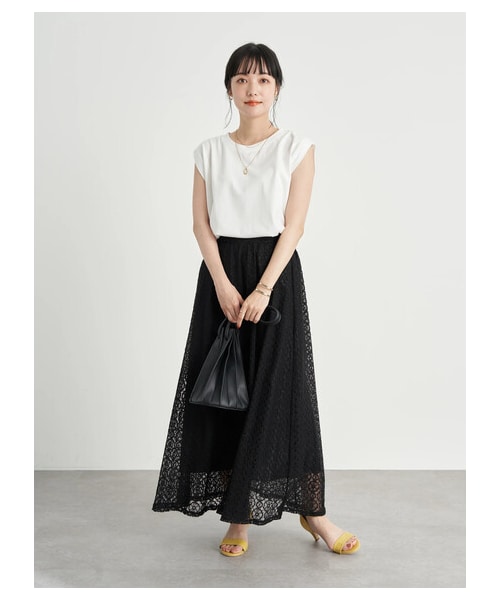 earth music&ecology（アースミュージックアンドエコロジー）の「選べるレーススカート(サークル)（スカート・アイボリー/チャコールグレー/ブラック/ミント/ピンクベージュ/エクリュ・F）」の21枚目の写真