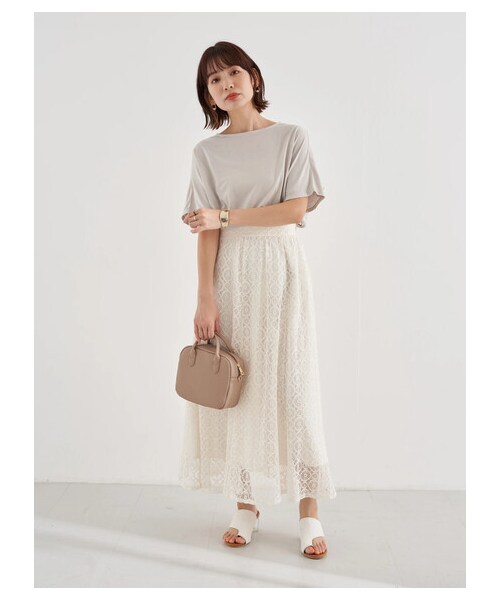 earth music&ecology（アースミュージックアンドエコロジー）の「選べるレーススカート(サークル)（スカート・アイボリー/チャコールグレー/ブラック/ミント/ピンクベージュ/エクリュ・F）」の11枚目の写真