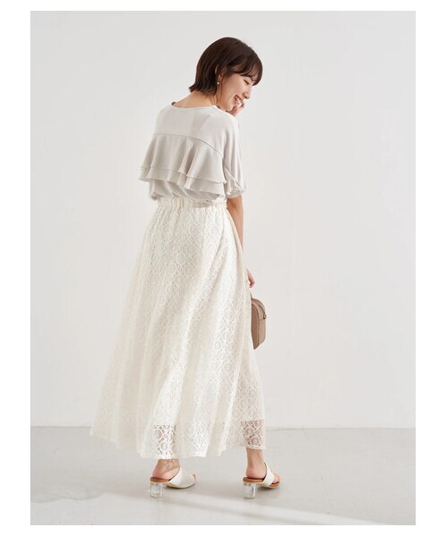 earth music&ecology（アースミュージックアンドエコロジー）の「選べるレーススカート(サークル)（スカート・アイボリー/チャコールグレー/ブラック/ミント/ピンクベージュ/エクリュ・F）」の14枚目の写真