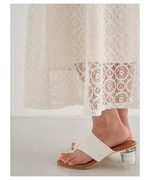 earth music&ecology（アースミュージックアンドエコロジー）の「選べるレーススカート(サークル)（スカート・アイボリー/チャコールグレー/ブラック/ミント/ピンクベージュ/エクリュ・F）」の6枚目の写真