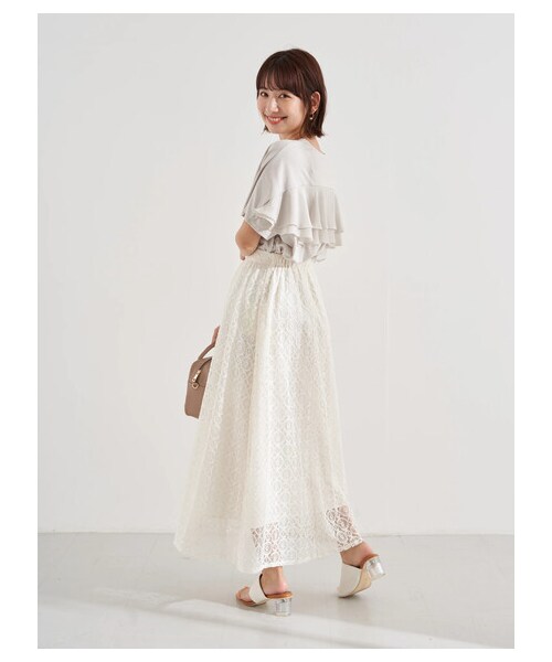 earth music&ecology（アースミュージックアンドエコロジー）の「選べるレーススカート(サークル)（スカート・アイボリー/チャコールグレー/ブラック/ミント/ピンクベージュ/エクリュ・F）」の13枚目の写真