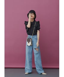 N WITH. | クロコ調フラップバッグ(ハンドバッグ)