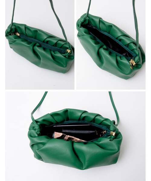 Re:EDIT（リエディ）の「ギャザーショルダーバッグ（バッグ・レディース・ブラック/ホワイト/グリーン・フリーサイズ）」の13枚目の写真