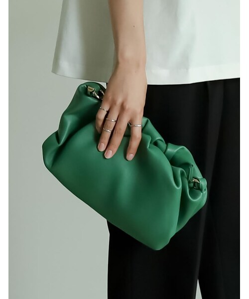 Re:EDIT（リエディ）の「ギャザーショルダーバッグ（バッグ・レディース・ブラック/ホワイト/グリーン・フリーサイズ）」の4枚目の写真