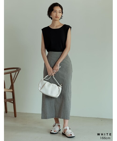 Re:EDIT（リエディ）の「ギャザーショルダーバッグ（バッグ・レディース・ブラック/ホワイト/グリーン・フリーサイズ）」の7枚目の写真