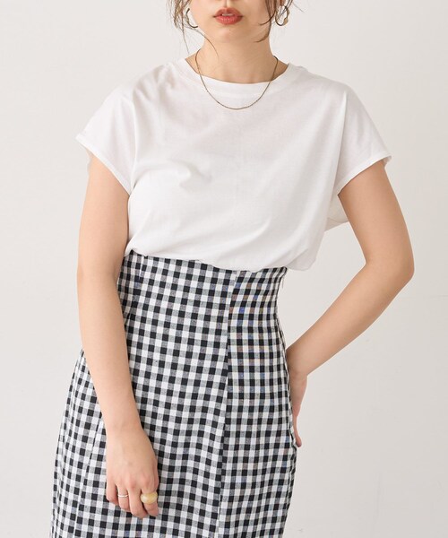 natural couture(ナチュラルクチュール)の「オーガニックコットンフレンチスリーブパックT(Tシャツ/カットソー・レディース・オフホワイト/イエロー/チャコールグレー/ブラック・FREE)」の1枚目の写真