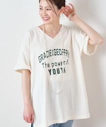 CIAOPANIC TYPY | 【USAコットン】VネックフットボールカレッジプリントTee(Tシャツ/カットソー)