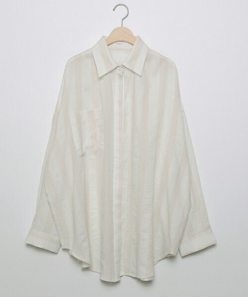 DHOLIC STYLE(ディーホリックスタイル)の「ストライプオーバーシルエットシャツ・p241966(シャツ/ブラウス・レディース・ベージュ・ONESIZE)」の1枚目の写真