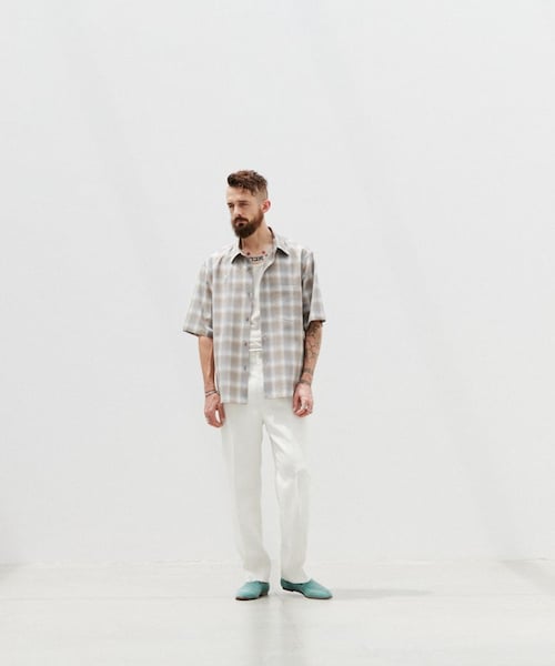 LIDNM(リドム)の「WOOL CHECK H/S SHIRT(シャツ/ブラウス・メンズ・ベージュ・M/L)」の2枚目の写真
