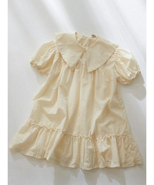 DHOLIC kids（ディーホリックキッズ）の「[weekly] ビッグカラーコットンワンピース(kids)（ワンピース・キッズ・ホワイト/ベージュ・XS/S/M/L/XL）」の2枚目の写真