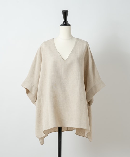 Rewde（ルゥデ）の「ＶネックＢＩGシルエットブラウス（1R13-06145）（シャツ/ブラウス・レディース・レッド/ベージュ/ブラウン・M）」の3枚目の写真
