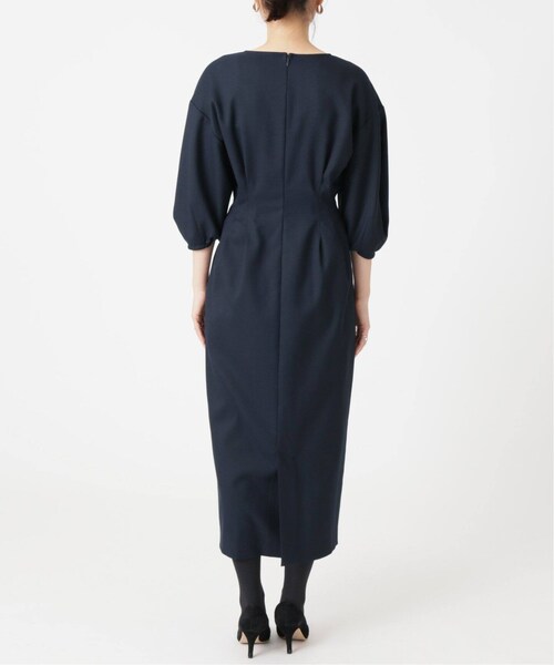 美品 VERMEIL par iena パフスリーブワンピース ネイビー VERMEIL par iena（ヴェルメイユパーイエナ）の「《追加予約》P/Ry