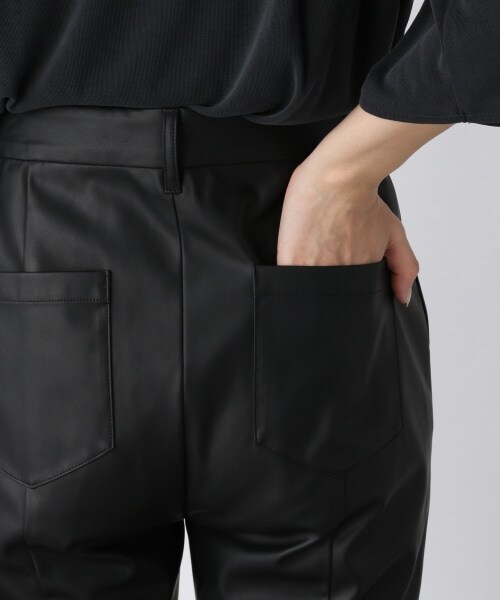 JEANASIS ブラック イミテーションレザー パンツ M ed6969-02_1.jpg