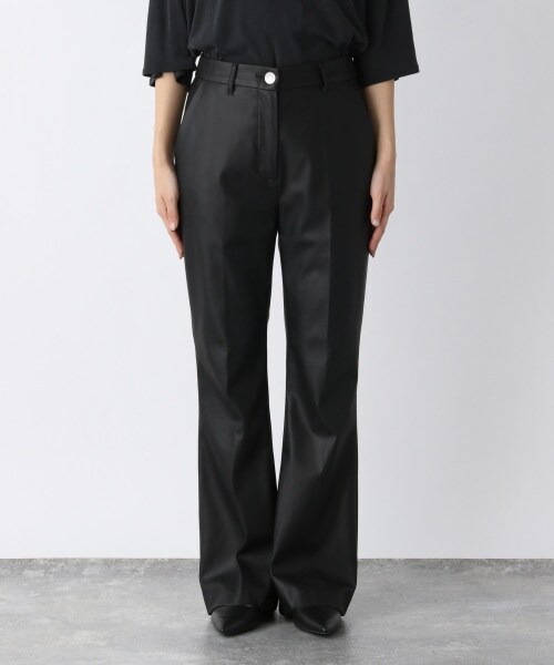 JEANASIS ブラック イミテーションレザー パンツ M ed6969-02_1.jpg