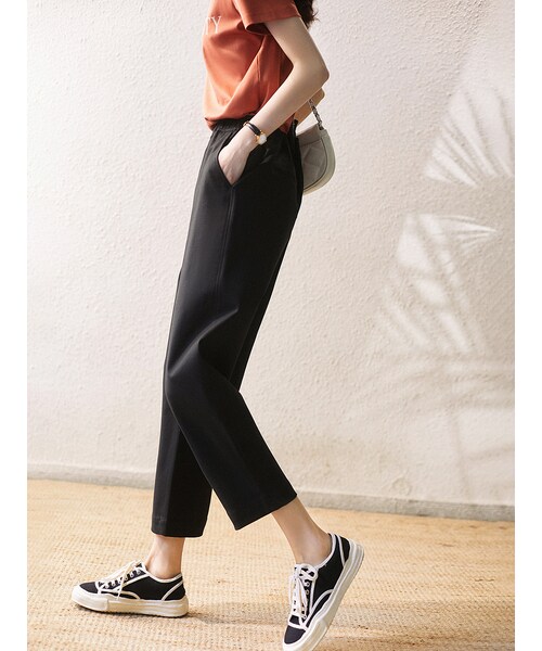 Cozyyoung（コージーヤング）の「通勤スラックス カジュアルパンツ（その他パンツ・レディース・ブラック・S）」の2枚目の写真