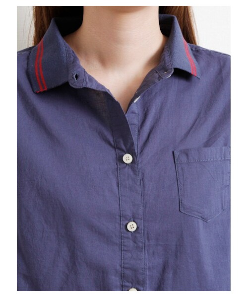 SEVENDAYS=SUNDAY（セブンデイズサンデイ）の「・60/_ローン リブ切替長袖シャツ（シャツ・ブラウス・レディース・カーキ/サックスブルー/ネイビー・M/L）」の7枚目の写真