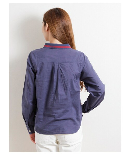 SEVENDAYS=SUNDAY（セブンデイズサンデイ）の「・60/_ローン リブ切替長袖シャツ（シャツ・ブラウス・レディース・カーキ/サックスブルー/ネイビー・M/L）」の6枚目の写真