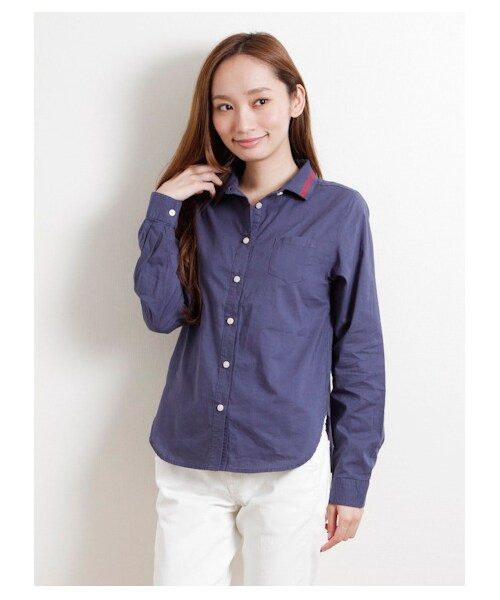 SEVENDAYS=SUNDAY（セブンデイズサンデイ）の「・60/_ローン リブ切替長袖シャツ（シャツ・ブラウス・レディース・カーキ/サックスブルー/ネイビー・M/L）」の4枚目の写真