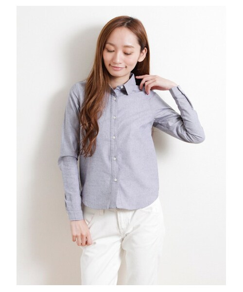 SEVENDAYS=SUNDAY（セブンデイズサンデイ）の「・オックスフォード 長袖レギュラーシャツ（シャツ・ブラウス・レディース・オフホワイト/サックスブルー/ネイビー・M/L）」の3枚目の写真