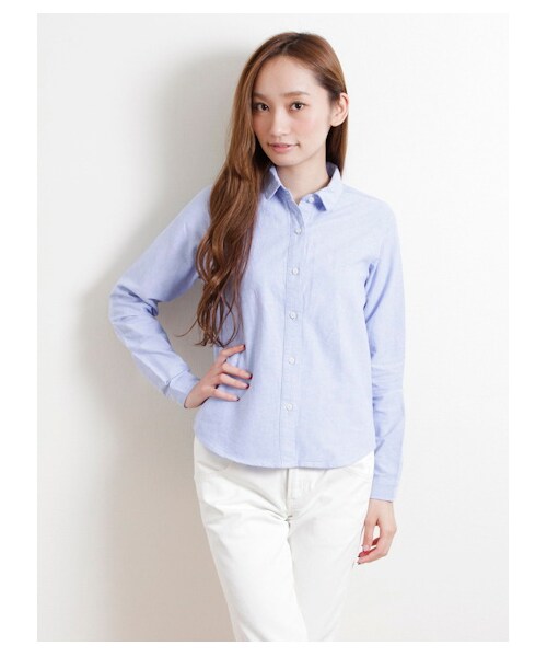 SEVENDAYS=SUNDAY（セブンデイズサンデイ）の「・オックスフォード 長袖レギュラーシャツ（シャツ・ブラウス・レディース・オフホワイト/サックスブルー/ネイビー・M/L）」の2枚目の写真