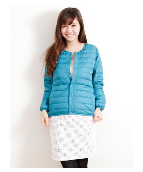 SEVENDAYS=SUNDAY(セブンデイズサンデイ)の「・ノーカラーダウンジャケット(ジャケット・レディース・ライトグレー/ブラック/ボルドー/イエロー/グリーン/ターコイズブルー/ネイビー・M/L)」の4枚目の写真