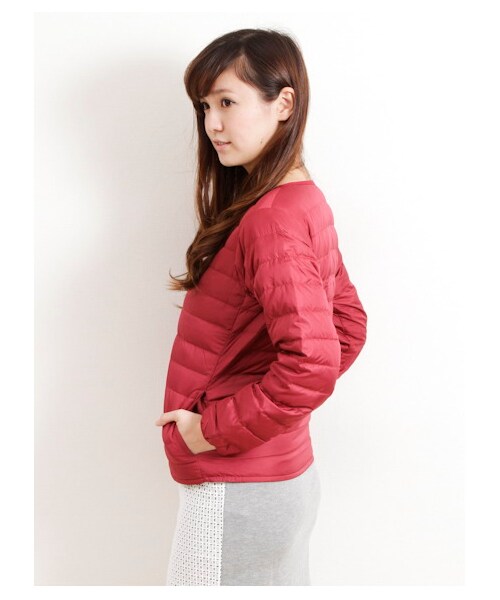 SEVENDAYS=SUNDAY(セブンデイズサンデイ)の「・ノーカラーダウンジャケット(ジャケット・レディース・ライトグレー/ブラック/ボルドー/イエロー/グリーン/ターコイズブルー/ネイビー・M/L)」の9枚目の写真