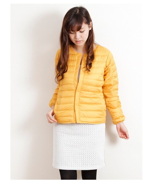 SEVENDAYS=SUNDAY(セブンデイズサンデイ)の「・ノーカラーダウンジャケット(ジャケット・レディース・ライトグレー/ブラック/ボルドー/イエロー/グリーン/ターコイズブルー/ネイビー・M/L)」の6枚目の写真