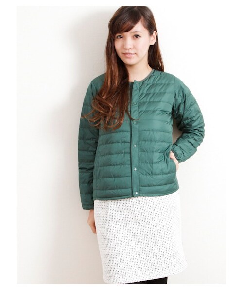 SEVENDAYS=SUNDAY(セブンデイズサンデイ)の「・ノーカラーダウンジャケット(ジャケット・レディース・ライトグレー/ブラック/ボルドー/イエロー/グリーン/ターコイズブルー/ネイビー・M/L)」の3枚目の写真