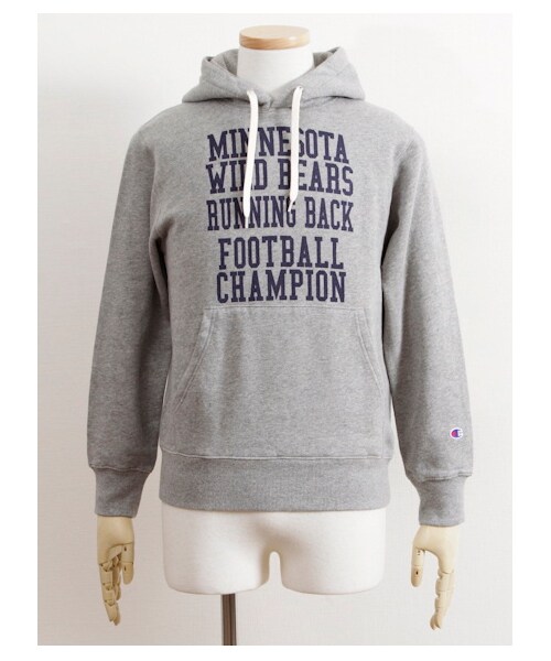 SEVENDAYS=SUNDAY(セブンデイズサンデイ)の「M Champion フードパーカー(カットソー・レディース・杢ホワイト/グレー/オリーブ/ネイビー・S/M/L)」の2枚目の写真