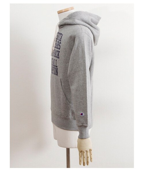 SEVENDAYS=SUNDAY(セブンデイズサンデイ)の「M Champion フードパーカー(カットソー・レディース・杢ホワイト/グレー/オリーブ/ネイビー・S/M/L)」の7枚目の写真