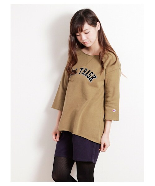 SEVENDAYS=SUNDAY(セブンデイズサンデイ)の「W Champion クルーカットプルオーバー(カットソー・レディース・グレー/オリーブ/ネイビー・M/L)」の2枚目の写真