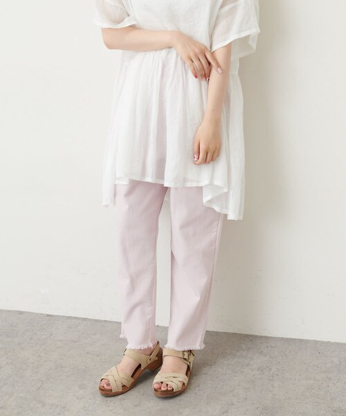 PUAL CE CIN(ピュアルセシン)の「【WEB限】甘織ツイル×配色ステッチパンツ(その他パンツ・レディース・ナチュラル/ピンク/ブルー/スミクロ・FREE)」の1枚目の写真