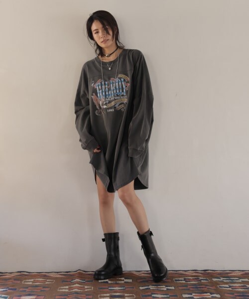 BABYLONE（バビロン）の「イーグルロングTシャツ（トップス・ブラック/ベージュ）」の6枚目の写真