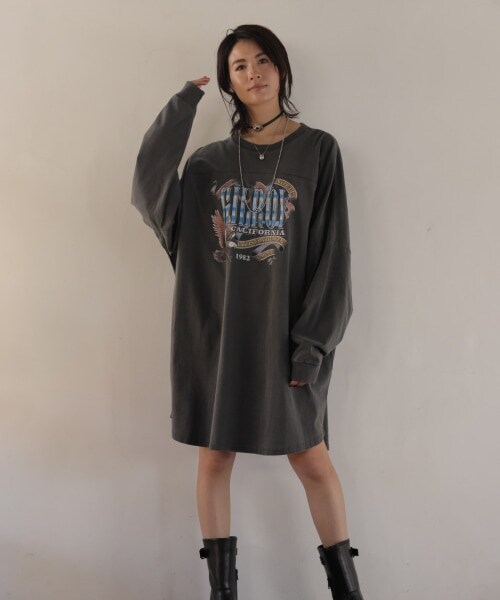 BABYLONE（バビロン）の「イーグルロングTシャツ（トップス・ブラック/ベージュ）」の7枚目の写真