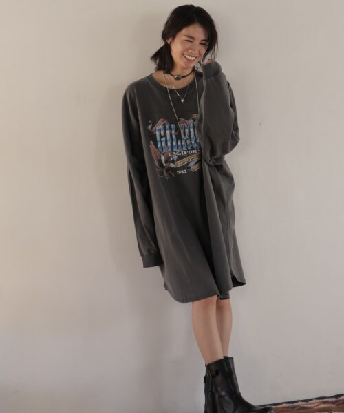 BABYLONE（バビロン）の「イーグルロングTシャツ（トップス・ブラック/ベージュ）」の8枚目の写真