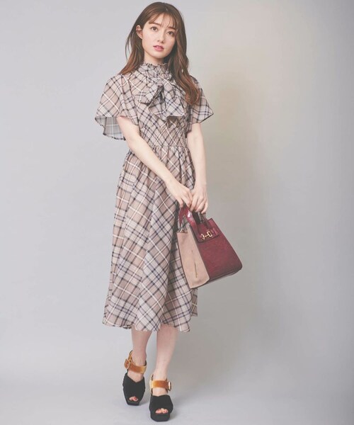 オルン　きりまる　シアーチェックリボンワンピース 31 Sons de mode（トランテアン ソン ドゥ モード）の「シアー