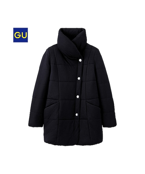 GU（ジーユー）の「（GU）中綿ハーフコートＡ（WOMEN ⁄ アウター・レディース・DARK GRAY/BLACK/BLUE・S/M/XL/L）」の2枚目の写真