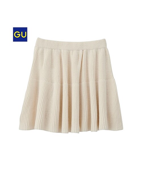 GU（ジーユー）の「（GU）ニットフレアスカート（WOMEN ⁄ スカート・レディース・BLACK/PURPLE/BROWN/OFF WHITE・L/S/M）」の2枚目の写真